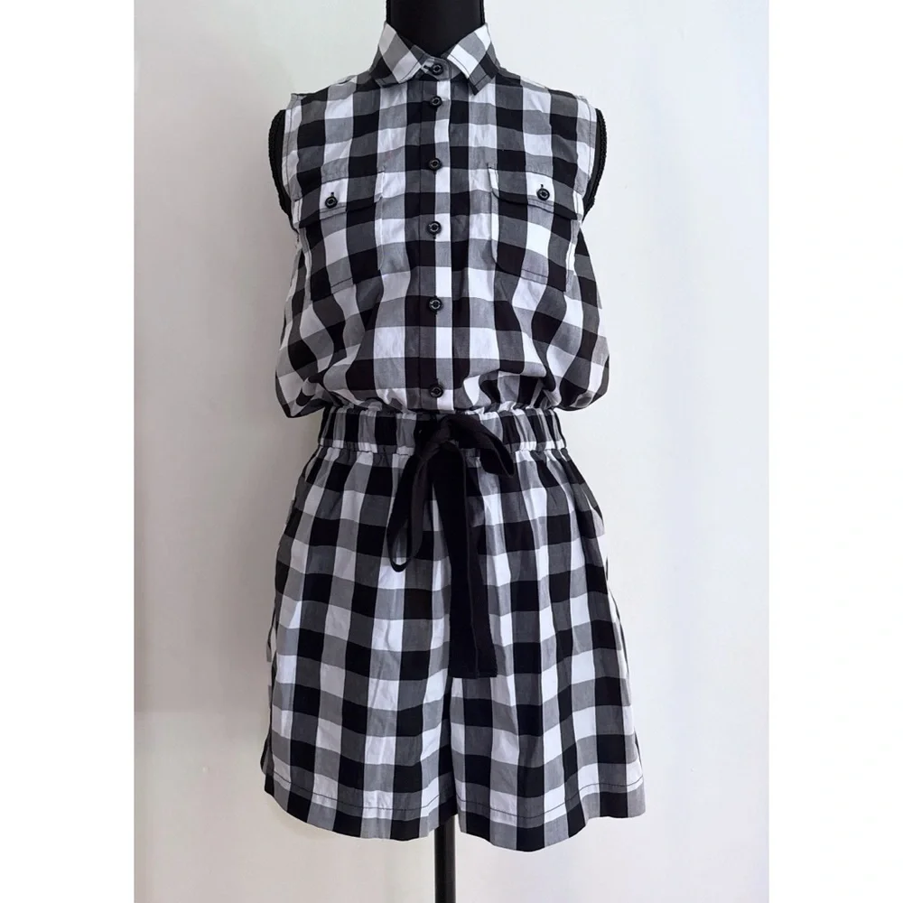 NWT Broome Street Kate Spafe Gingham Plaid Sleeveless Romper XS​​